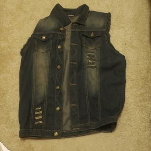 Edgy Faded Ripped Jean Vest